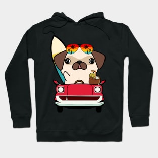 Funny pug driving a car Hoodie